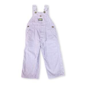 Vintage 70s 80s OshKosh Vestbak Purple Railroad Stripe Overalls USA Made 2T 3T